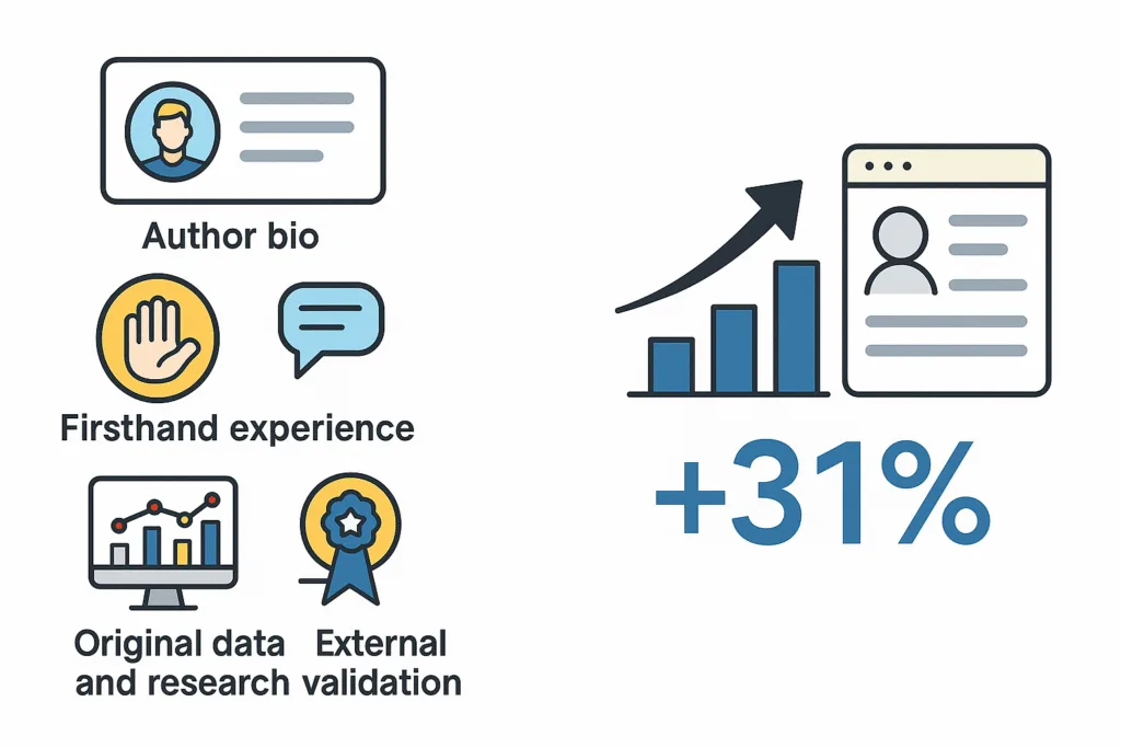 What elements are foundational for SEO with AI? AI can support E.E.A.T